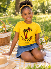 Mustard Vaycay Vibes African Print Short Sleeve Kids T-Shirt | CALABAR
