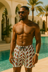 Men’s White Ankara Swim Trunks | African Print Swimwear – UYO