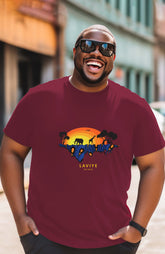 Maroon African Safari Graphic T-shirt Unisex African Print T-Shirt | ENUGU