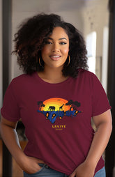 Maroon African Safari Graphic T-shirt Unisex African Print T-Shirt | ENUGU