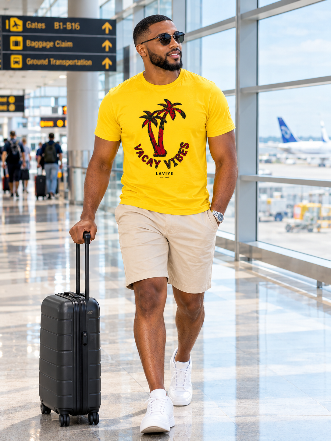 Vaycay Vibes Men's Unisex Mustard African Print T-Shirt | CALABAR