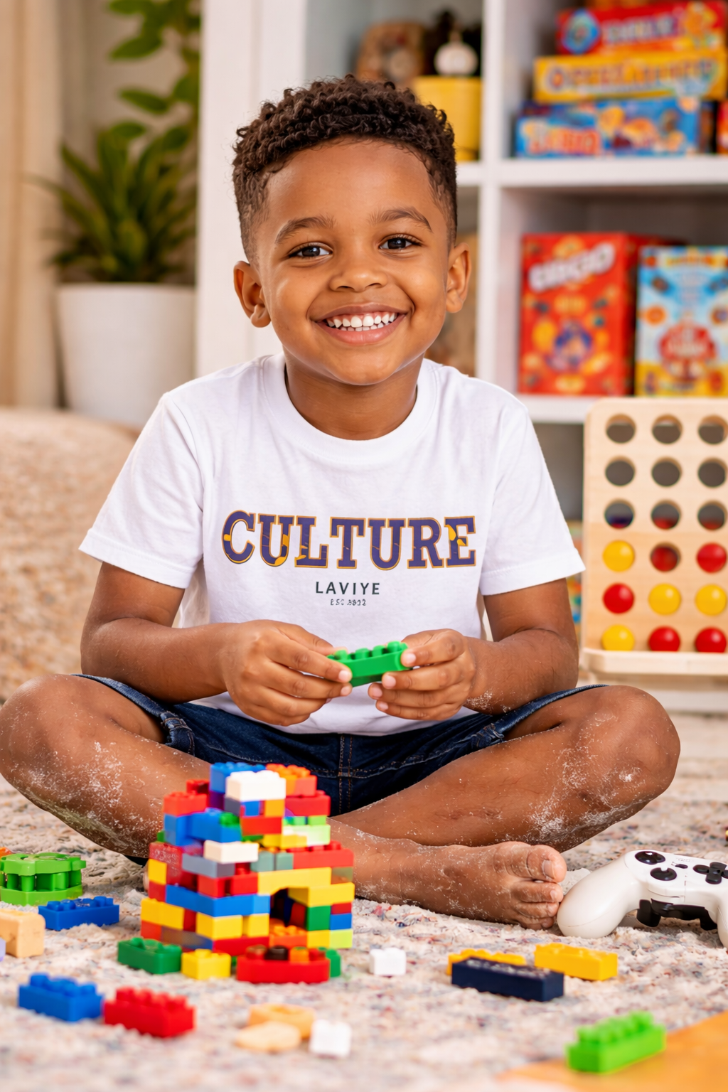 Little Boy's Unisex African Print Culture Slogan T-shirt | ENUGU