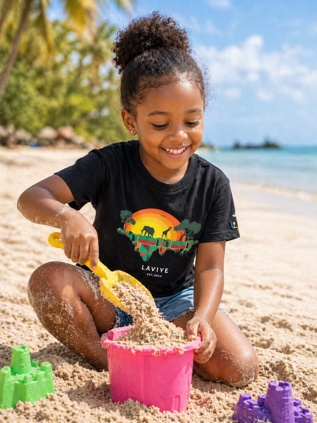 Black African Safari Graphic Kids Unisex T-shirt | ACCRA